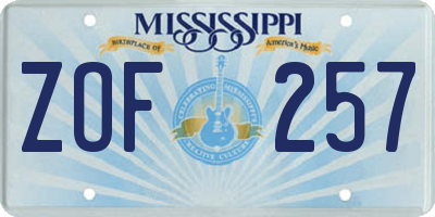MS license plate ZOF257