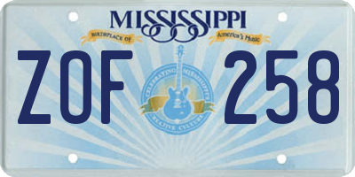 MS license plate ZOF258