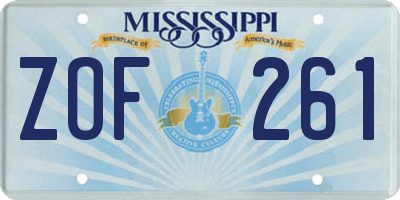 MS license plate ZOF261