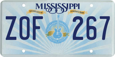 MS license plate ZOF267
