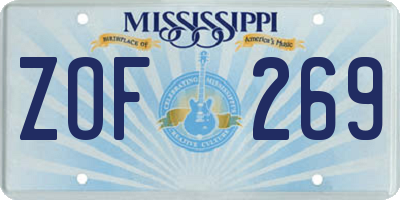 MS license plate ZOF269