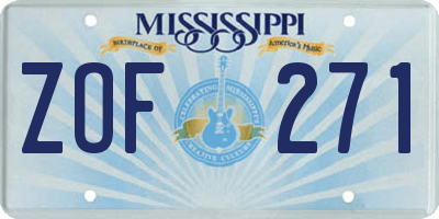 MS license plate ZOF271