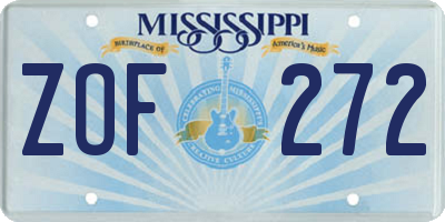 MS license plate ZOF272
