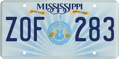 MS license plate ZOF283