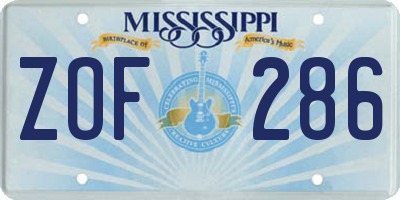 MS license plate ZOF286
