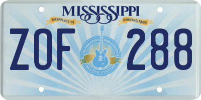 MS license plate ZOF288