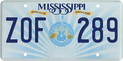 MS license plate ZOF289