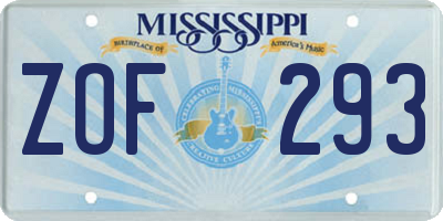 MS license plate ZOF293
