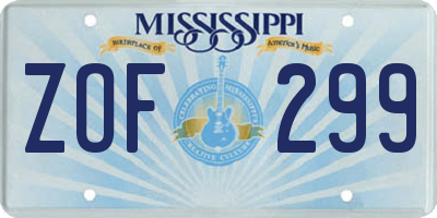 MS license plate ZOF299