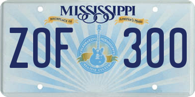 MS license plate ZOF300