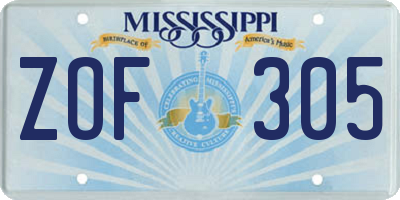 MS license plate ZOF305