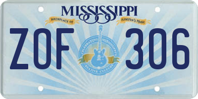 MS license plate ZOF306
