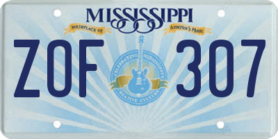 MS license plate ZOF307