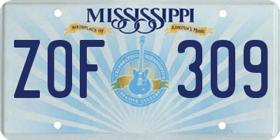 MS license plate ZOF309