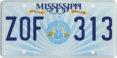 MS license plate ZOF313