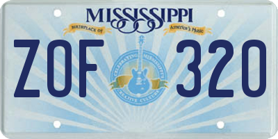 MS license plate ZOF320