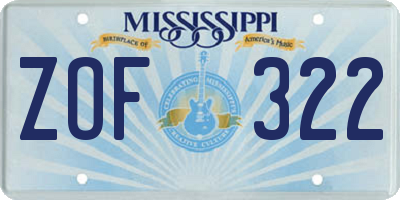 MS license plate ZOF322