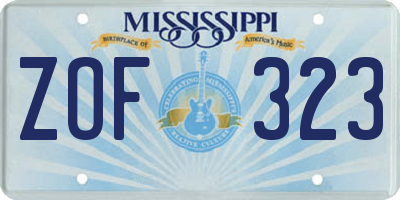 MS license plate ZOF323