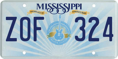 MS license plate ZOF324