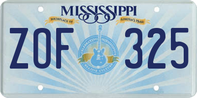 MS license plate ZOF325
