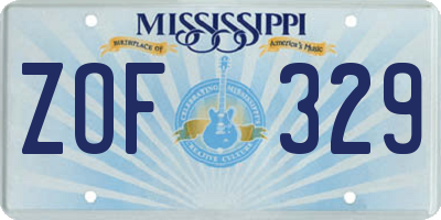 MS license plate ZOF329