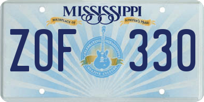 MS license plate ZOF330