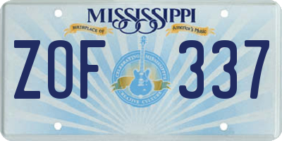 MS license plate ZOF337