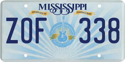 MS license plate ZOF338