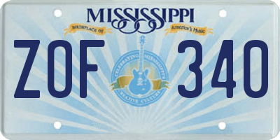 MS license plate ZOF340