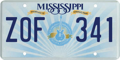 MS license plate ZOF341