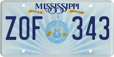 MS license plate ZOF343