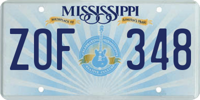 MS license plate ZOF348