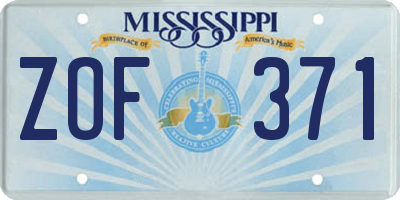 MS license plate ZOF371