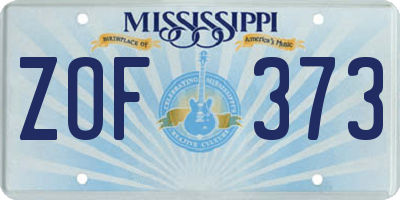 MS license plate ZOF373