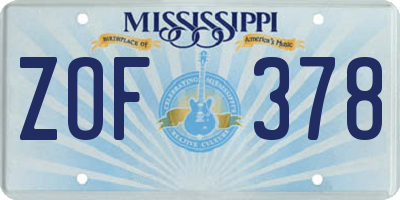 MS license plate ZOF378