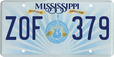 MS license plate ZOF379