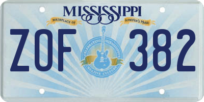 MS license plate ZOF382