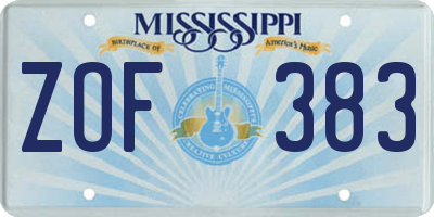 MS license plate ZOF383
