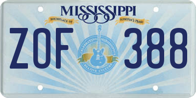 MS license plate ZOF388