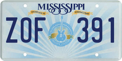 MS license plate ZOF391