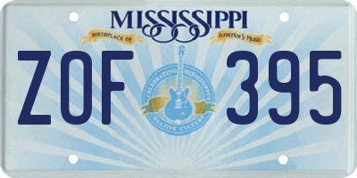 MS license plate ZOF395