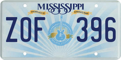 MS license plate ZOF396