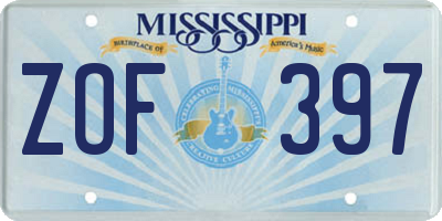 MS license plate ZOF397