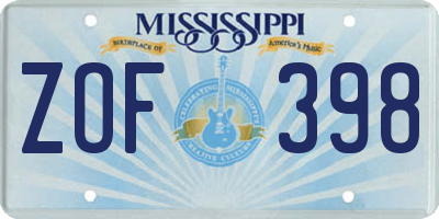 MS license plate ZOF398