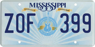 MS license plate ZOF399