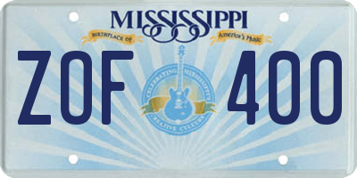 MS license plate ZOF400