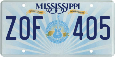 MS license plate ZOF405
