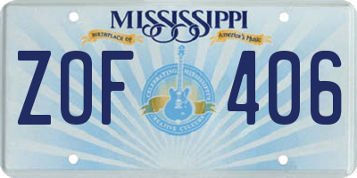 MS license plate ZOF406