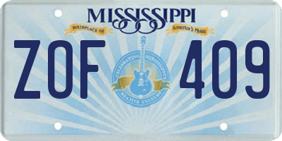 MS license plate ZOF409