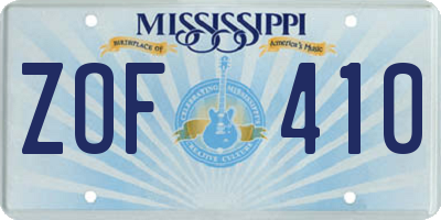 MS license plate ZOF410